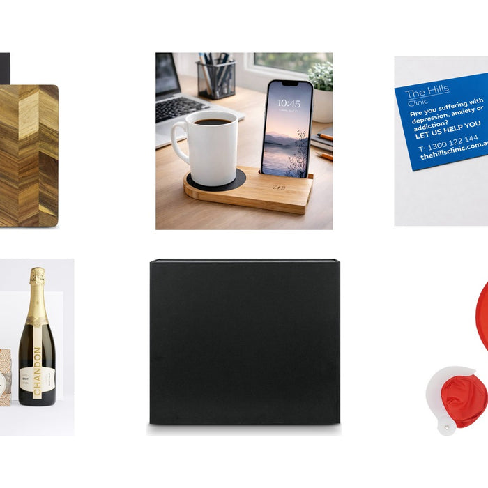 New promotional product arrivals: Keepsake Chopping Board, Cup Warmer with Inductive Charger, DL Magnet (99mm x 210mm Square Corners), The Sparkling Moment, Magnetic Lid Gift Box - Large, Collapsible Hand Fan