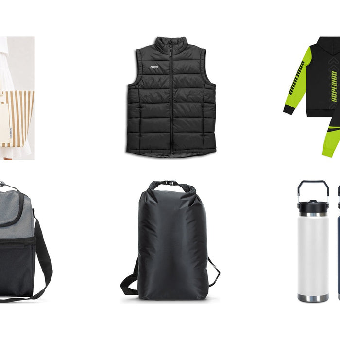 New promotional product arrivals: Hampton Tote Bag by The Line Edit., Swiss Peak Urban Unisex Puffer Vest, Custom Mens Active Zipped Hoodie, Trades Lunch Cooler Bag, Nevis Dry Bag – 20L, Frontier Hyke Vacuum Bottle