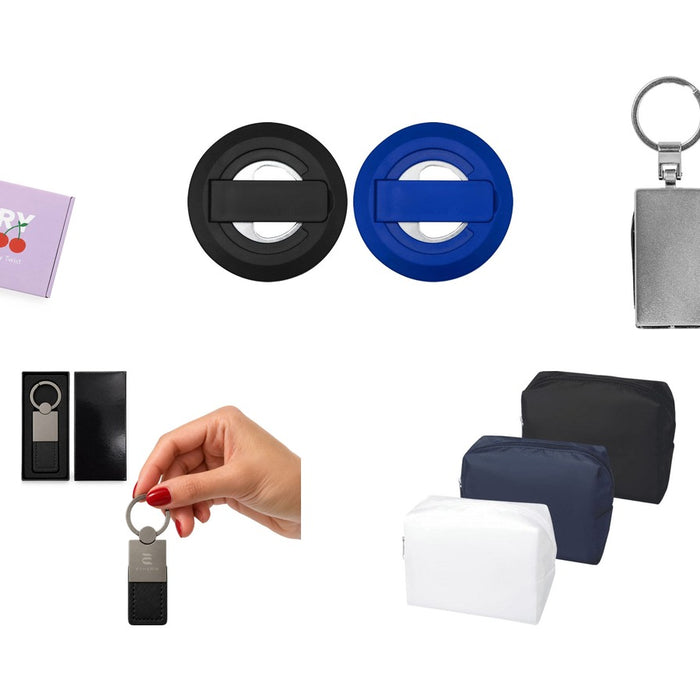 New promotional product arrivals: Custom Box with Locking Lid 290 x 175 x 60mm, Ain Recycled Plastic Magnetic Phone Stand with Bottle Opener, Multi-Tool Keyring, Mario Keytag, Muse GRS RPET Toiletry Bag