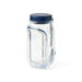 Go Salad Jar - A clear plastic salad jar with a navy blue lid and a handle, featuring a curved design.