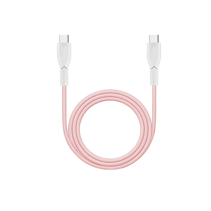 100W Fast Charging Cable - A pink 100W fast charging cable with white connectors, featuring a logo on the cable.