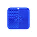 4-Section Dog Enrichment Lick Mat - A blue, four-section dog enrichment lick mat featuring various textured designs, including honeycomb and paw prints.