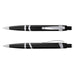 Athena Pen - A black plastic pen with silver accents and a clip, featuring a sleek design and a logo.