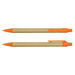 Kraft Pen - A Kraft pen with an orange plastic tip and clip, featuring a brown paper barrel and a logo.