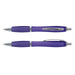 Vistro Pen - Translucent - A translucent purple pen with silver accents, featuring a sleek design and a clip. Includes two views of the pen.