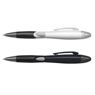 Blossom Pen - A plastic pen set featuring a white pen and a black pen, both with a sleek design and silver accents.