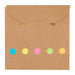 Stationary Essentials Pack - A brown envelope featuring five colourful dots in blue, pink, green, and yellow. It has a logo on the front.
