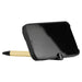 Delfina Phone Holder Pen - A black phone holder with a bamboo pen attached, featuring a sleek design and a logo on the holder.