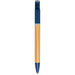 Delfina Phone Holder Pen - A bamboo and navy pen with a sleek design and a silver clip, featuring a branding logo.