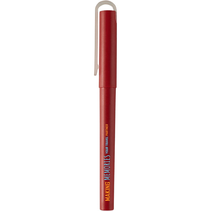 Mauna Recycled PET Gel Rollerball Pen - A red rollerball pen with a clip, featuring a logo and text design.