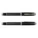 Statesman Rolling Ball Pen - A sleek black rolling ball pen with a carbon fibre grip and chrome accents, featuring a polished clip and branding.