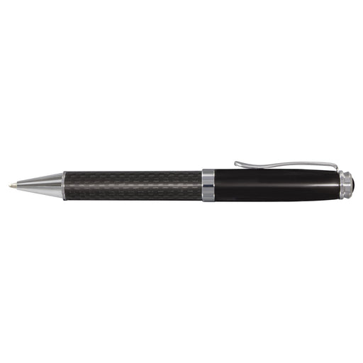 Statesman Ball Pen - A Statesman Ball Pen with a sleek design featuring a black carbon fiber finish and metallic accents.