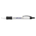 Atara Message Pen - A plastic pen in white with a black grip and a logo on the barrel.
