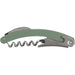 Seasons Nordkapp Waitress Knife - A green waitress knife with a stainless steel corkscrew and a bottle opener. It features a curved handle design.