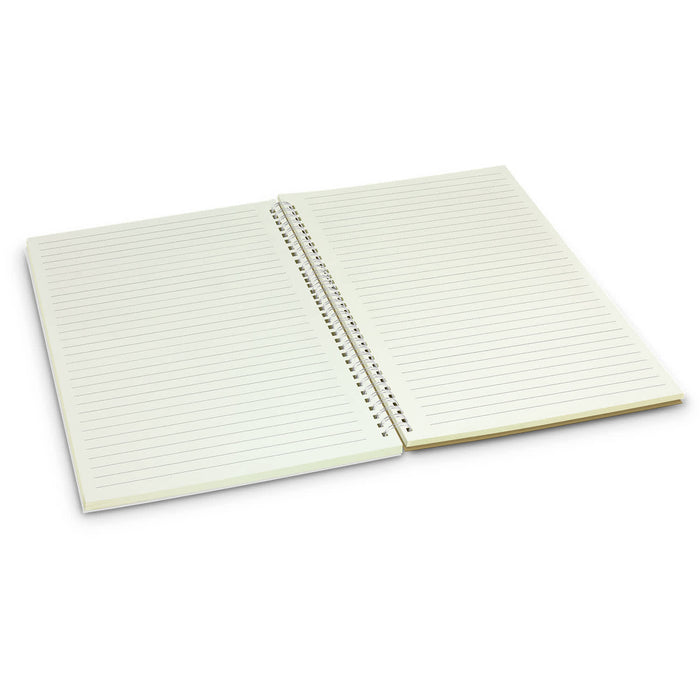 Lancia Full Colour Notebook - Large - A medium-sized notebook featuring lined pages and a spiral binding, presented in a pale colour.