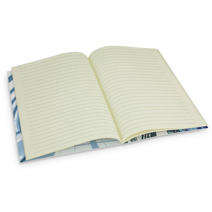 Camri Full Colour Notebook - Medium - A medium-sized notebook with a full-colour cover and lined pages, showcasing a vibrant design on the interior.