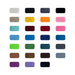 Custom Felt Hanging Tag - A collection of felt swatches in various colours, including blue, green, yellow, pink, and grey, arranged in a grid.