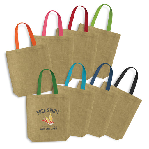 Thera Jute Tote Bag - Coloured Handles - Custom Promotional Product