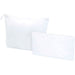 Swift GRS Recycled Toiletry Bag Set - A set of two white, zippered toiletry bags of different sizes, featuring a logo.