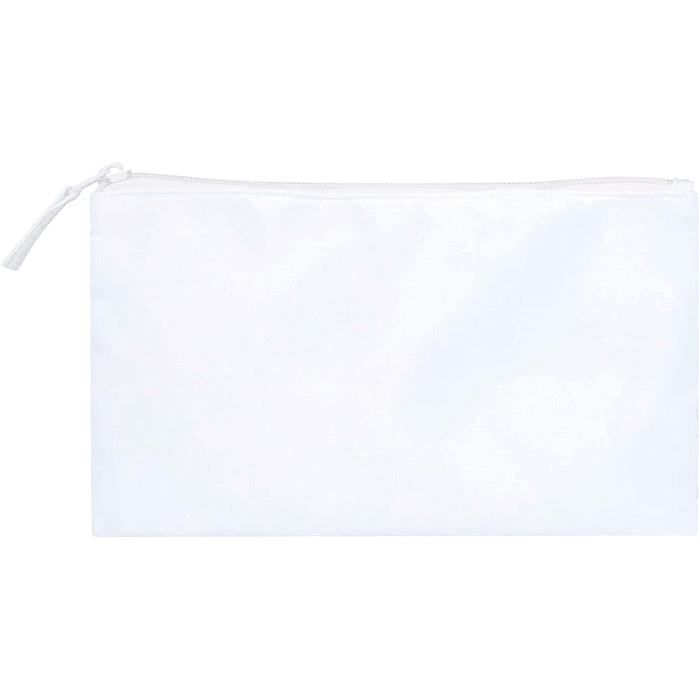 Swift GRS Recycled Toiletry Bag Set - A white toiletry bag with a zipper closure, featuring a simple design and a branding logo.