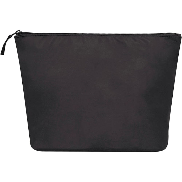 Swift GRS Recycled Toiletry Bag Set - A black toiletry bag with a zip closure, featuring a minimalist design and a logo.