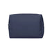 Muse GRS RPET Toiletry Bag - A navy blue toiletry bag with a zip closure and side pocket, featuring a logo.