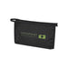 Muse GRS RPET Toiletry Pouch - A black toiletry pouch with a zip closure and a logo on the front. Features a small handle for easy carrying.