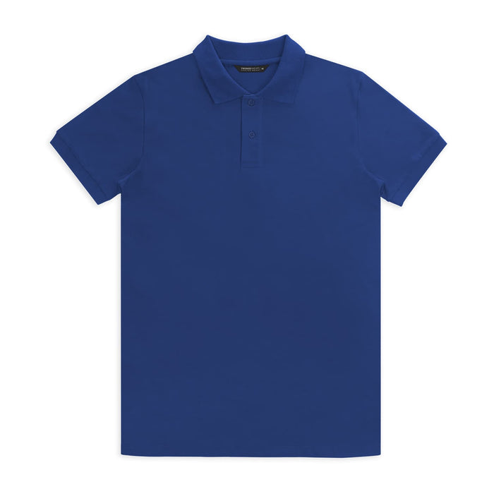 TRENDSWEAR Carter Men's Polo - A royal blue polo shirt featuring a classic collar and short sleeves, with a logo on the breast.