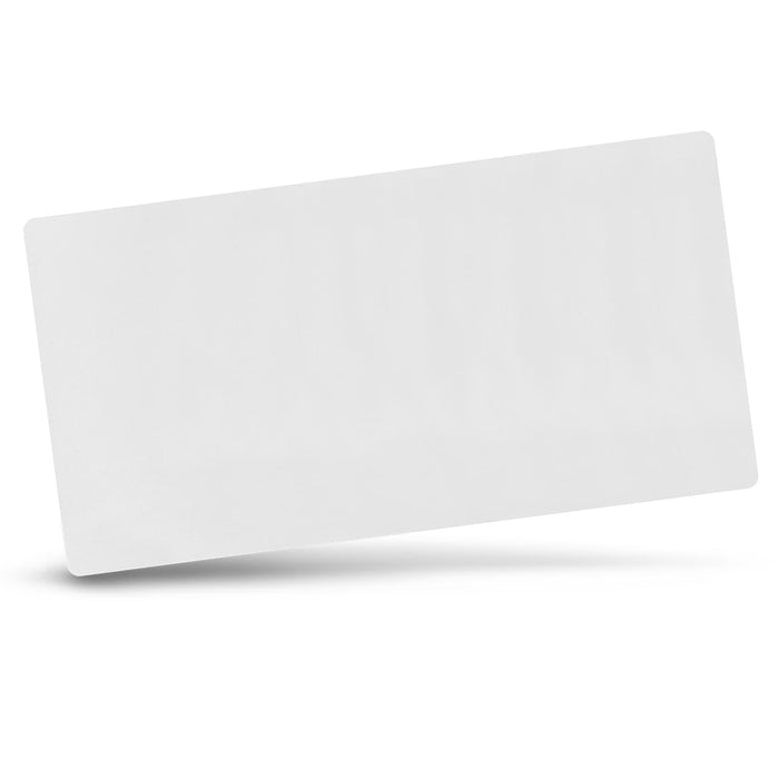 Desk Mat - A sleek white desk mat with a smooth surface and rounded corners, featuring a logo.