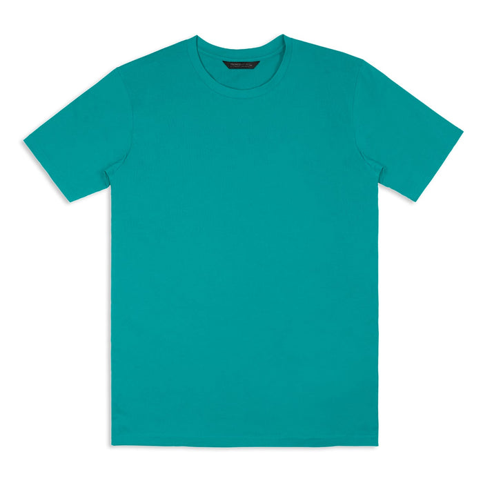 TRENDSWEAR Element Unisex T-Shirt - A vibrant teal unisex t-shirt with a classic crew neck design and short sleeves. It has a logo on the label.