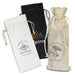 Cotton Wine Drawstring Bag - Three cotton drawstring bags in black, white, and natural, featuring different designs and logos.