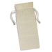 Cotton Wine Drawstring Bag - A cream cotton drawstring bag featuring a logo, designed to hold a wine bottle.