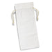 Cotton Wine Drawstring Bag - A cotton drawstring bag in white, featuring two drawstrings at the top and a plain surface. It has a logo.