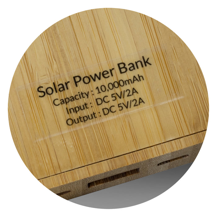 NATURA Bamboo Solar Power Bank - Custom Promotional Product