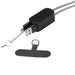 Anser Recycled Plastic Smartphone Lanyard w/ 27W 5-in-1 Built-in Cable - A black smartphone lanyard with a built-in 5-in-1 charging cable and a keyring attachment.