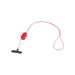 Anser Recycled Plastic Smartphone Lanyard w/ 27W 5-in-1 Built-in Cable - A red smartphone lanyard featuring a built-in 27W 5-in-1 cable, attached to a black clip. Includes a logo.