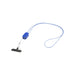 Anser Recycled Plastic Smartphone Lanyard w/ 27W 5-in-1 Built-in Cable - A blue lanyard with a built-in 27W 5-in-1 charging cable and a black attachment clip. Features a logo.