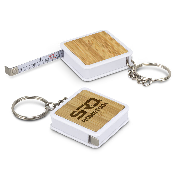 Bamboo Tape Measure Key Ring - Custom Promotional Product