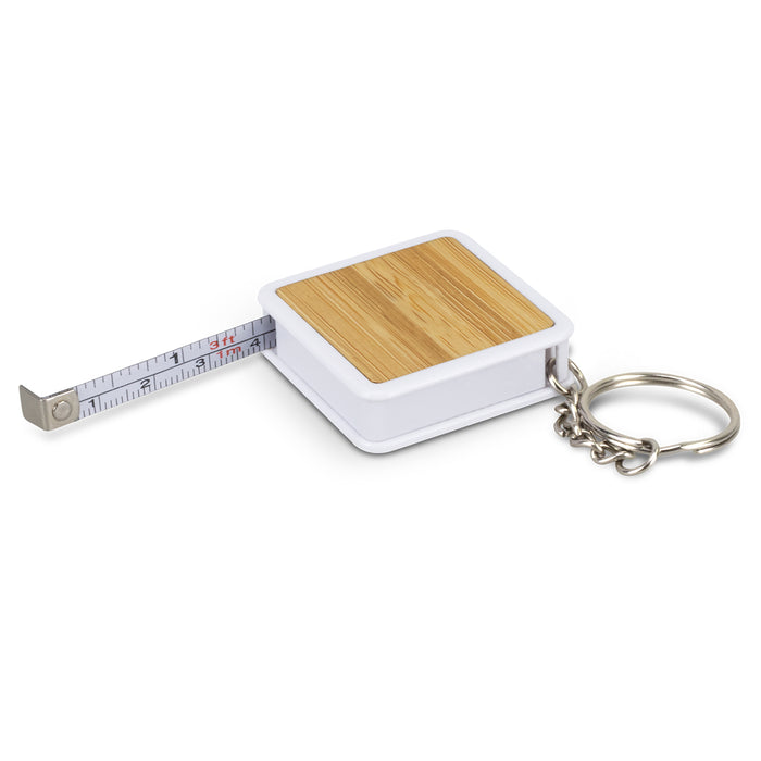 Bamboo Tape Measure Key Ring - Custom Promotional Product