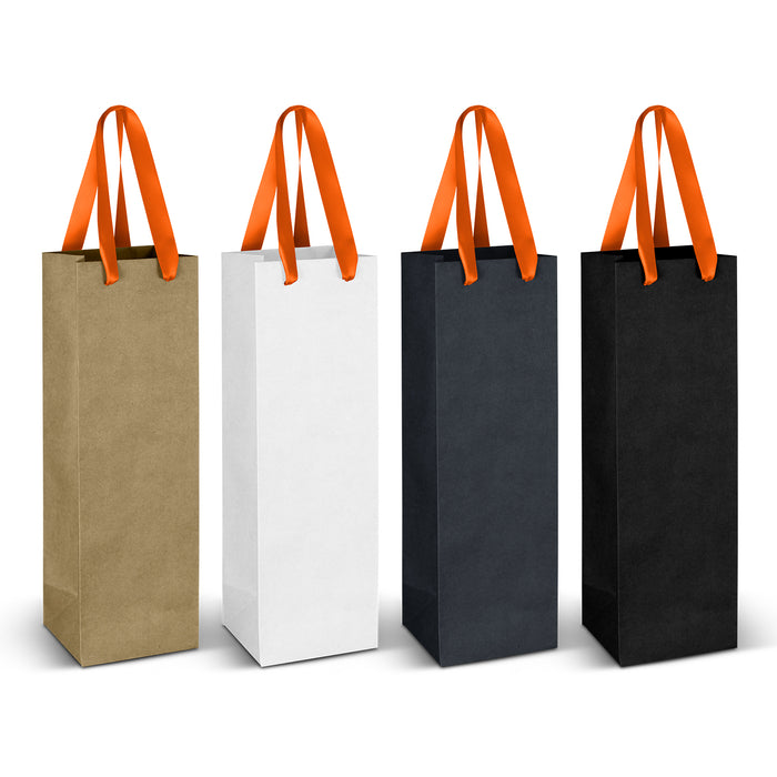 Wine Ribbon Handle Paper Bag - Custom Promotional Product