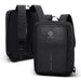Bobby Bizz Anti-theft Backpack  Briefcase - A black anti-theft backpack with adjustable straps, featuring a minimalistic design and a logo on the front.