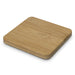 Bamboo Bottle Opener Coaster - Square - A drink bottle opener coaster in a natural bamboo finish, square-shaped with rounded edges. Features a logo.