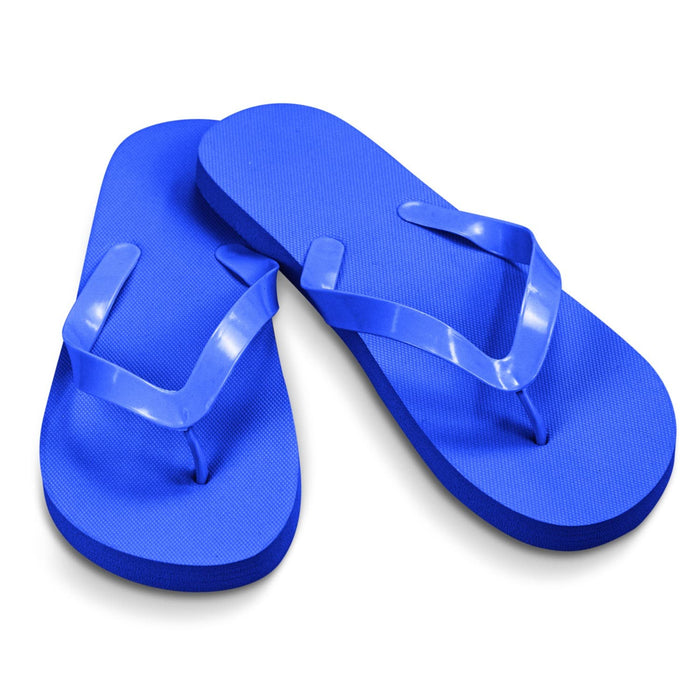 Tidal Flip Flops - Blue flip flops with a textured sole and glossy straps, featuring a simple design.