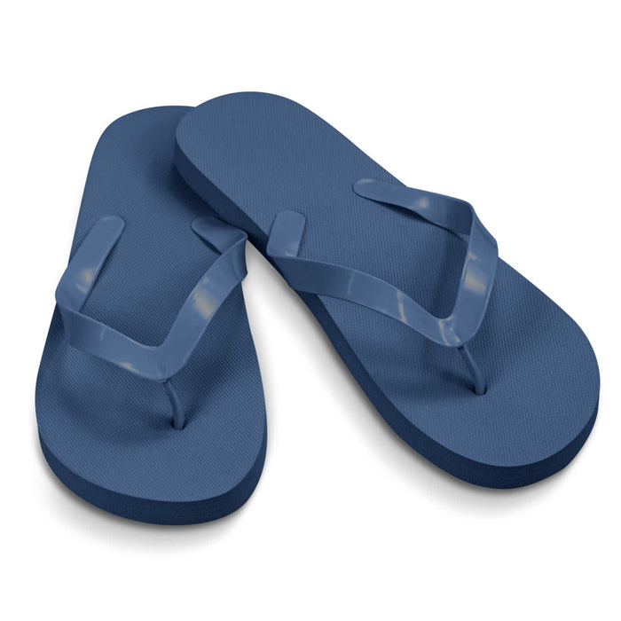 Tidal Flip Flops - Blue Tidal Flip Flops featuring a textured footbed and a simple design. They have a branding logo on the strap.