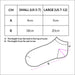 June Ankle Socks - A diagram of June Ankle Socks with measurements for small and large sizes in centimetres. Features an illustration of the socks.
