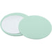 Glider Slider Makeup Mirror - A mint green circular makeup mirror with a reflective surface and a smooth outer edge.