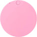 Glider Slider Makeup Mirror - A round, pink makeup mirror with a smooth surface and a small button. It features a logo on the back.