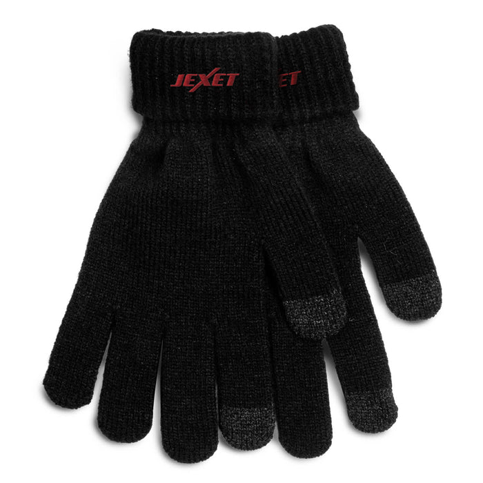 Himalaya Tech Gloves - A pair of black gloves featuring a textured finish and a logo on the cuff.