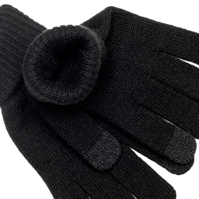 Himalaya Tech Gloves - A pair of black gloves with a ribbed cuff, featuring textured tips on the fingers. The gloves have a logo.