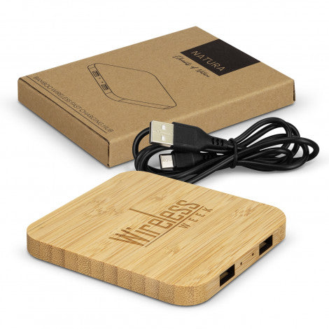 Bamboo Wireless Fast Charging Hub - Custom Promotional Product